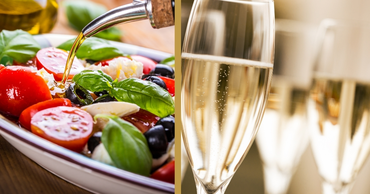 Sparkling Wine and Italian Desserts or Light Salads